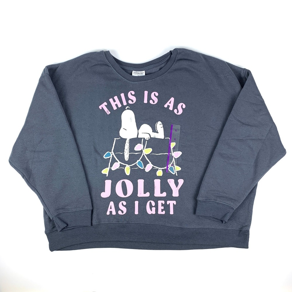 Peanuts Snoopy Grayson Threads This Is As Jolly As I Get Womens‎ Sz XL Gray Pink